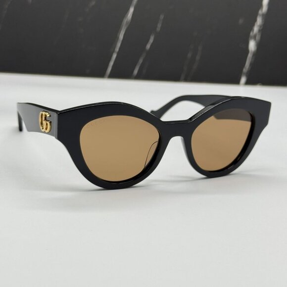 NEW GUCCI SUNGLASSES GG0957S 003 WOMEN BLACK ROUND EYEWEAR - Picture 6 of 12